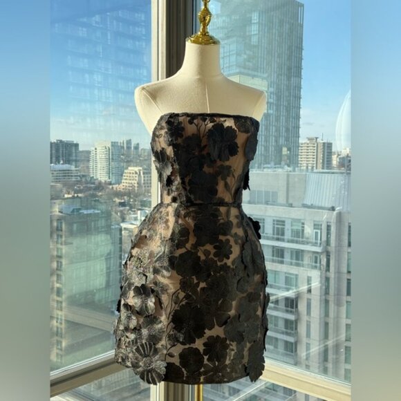 🆕 BRONX & BANCO 🧿 NWOT Jasmine Maraya Black Lace Up Mini Dress, Sz M US 6 - Picture 4 of 16